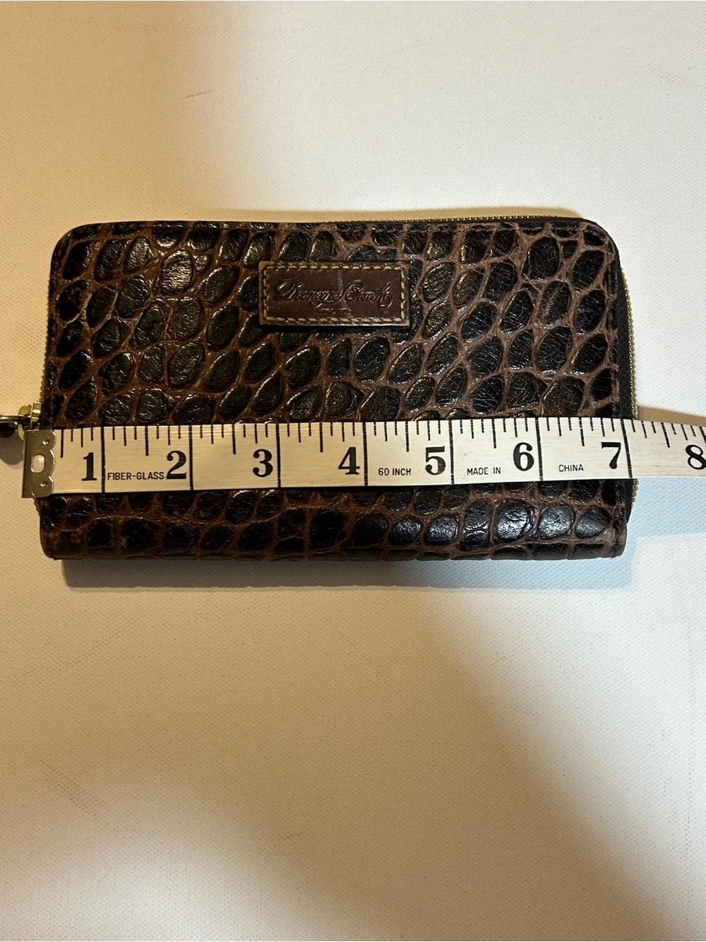 Dooney & Bourke Vintage Nile Collection Croc Embossed Leather Zip Wallet